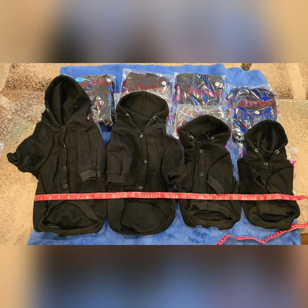 Cozy Black Button Up Dog Hoodie, S, M or L, Price Is For 1